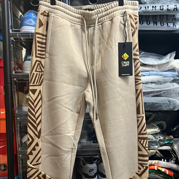 CREATE 2MRW Beige Joggers with Brown Patterns - Picture 1 of 8